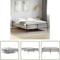 The Living Store Rete da letto Grey Sonoma 150x200 cm Materiale a base di legno e metallo