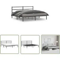 The Living Store Struttura letto con testiera in metallo nero 193x203 cm