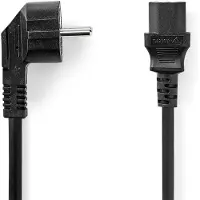 Nedis Cavo Di Alimentazione Cegl10015bk100 Power M-iec-320-c13 Angolare Nichelato 10 M
