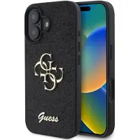 GUESS Custodia Per Telefono Pu Fixed Glitter 4g Metal Logo Iphone 16