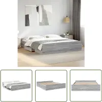 The Living Store Struttura letto con cassetti grigio Sonoma 200x200cm materiale legno