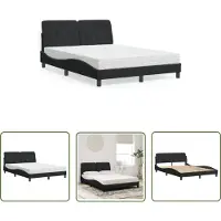The Living Store Letto con materasso nero 140x190 cm in velluto