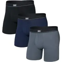 Saxx Essential Cotton Boxer Brief Fly 3-Pack Intimo Uomo (S, blu/nero)