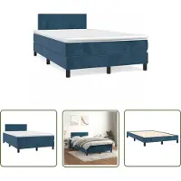The Living Store Letto a molle con materasso blu scuro 120x190 cm in velluto