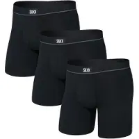 Saxx Essential Cotton Boxer Brief Fly 3-Pack Intimo Uomo (L, nero)