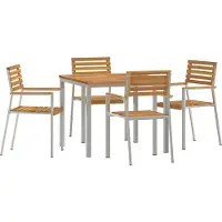 vidaXL Set da pranzo per esterno, 5 pezzi, in legno di acacia massello e acciaio inossidabile