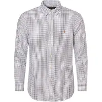 Ralph Lauren per uomo. 710922273002 Camicia Oxford bianca a quadri su misura (XL), Bianco, Casual, Cotone, Classico, Manica lunga