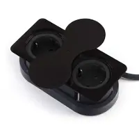Sotech Presa di corrente da incasso angolare (2 x presa Schuko) nera con coperchio a cerniera apribile Elemento di presa di corrente per piani di lavoro e scrivanie di