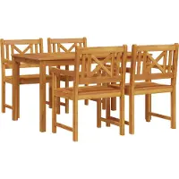 vidaXL Set da pranzo da giardino, 5 pezzi, legno massello di acacia, colore marrone