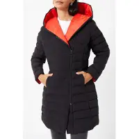 French Connection Iolani Midi Puffer Coat Black/setting Sun Taglia: 6 | Parka Outlet | Donna | Nero