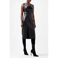 French Connection Elettra Pu Cowl Nk Slvlss Dres Blackout Taglia: 8 | Abiti in pelle Outlet | Donna | Nero