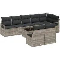 vidaXL Set di divani da esterno, 9 pezzi, grigio chiaro [Materiale sintetico]: rattan sintetico