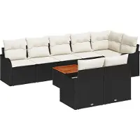 vidaXL Set da giardino composto da 9 pezzi, divano e poltrone, in rattan sintetico nero e crema