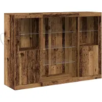vidaXL LED Credenza Altholz 142,5 x 37 x 100 cm Holzwerkstoff