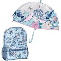 Cerda Stitch Zaino Fantasy E Ombrello A Bolla Trasparente Con Stampa Apertura Manuale Struttura In Fibra Di Vetro Set Stitch