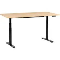 Beliani Scrivania regolabile in altezza piano marrone chiaro struttura in acciaio nero 180 x 72 cm regolazione elettrica in altezza ufficio moderno