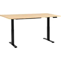 Beliani Scrivania regolabile in altezza piano marrone chiaro struttura in acciaio nero 160 x 72 cm regolazione elettrica in altezza ufficio moderno