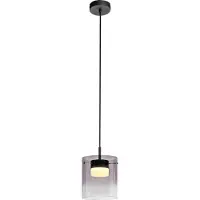 JUST LIGHT . Lampada LED a sospensione Elio, vetro fumé, a 1 luce, nero