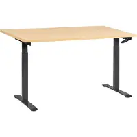 Beliani Scrivania regolabile in altezza piano marrone chiaro struttura in acciaio nero 160 x 72 cm regolazione manuale in altezza ufficio moderno