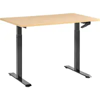 Beliani Scrivania regolabile in altezza piano marrone chiaro struttura in acciaio nero 120 x 60 cm regolazione manuale in altezza ufficio moderno
