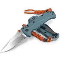 Benchmade Coltello pieghevole Mini Adira, depth blue grivory, dentatura lama