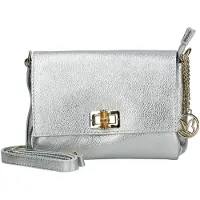Caprice Borsa A Tracolla In Pelle Da Donna argento — Borsa a tracolla