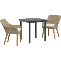 vidaXL Set da pranzo da giardino, 3 pezzi, rattan sintetico beige