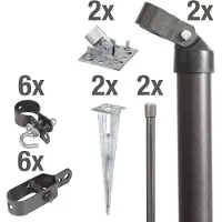 Alberts 634575 Set di angolari per recinzioni, prese a terra a innesto, zinco-fosfato antracite-metallico, recinzione in rete metallica, altezza recinzione: 150 cm
