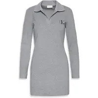 Calvin Klein Ls Monologo Rib Polo Dress Medium Grey Heather Taglia: S | Abiti in T-Shirt Outlet | Donna | Grigio