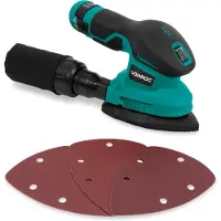 Vonroc Levigatrice a batteria 12V | Inclusa batteria, cavo usb-c e carta abrasiva