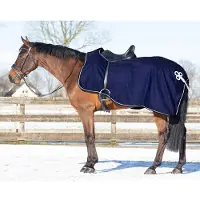 QHP Tappeto da equitazione Ornamento in pile blu/argento, QHP17_Gr.:XL
