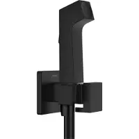 Hansgrohe Bidette Douchette à main 1jet E EcoSmart pour eau froide, avec support de douche et flexibles de douche, design anguleux, 29231670, 29231670