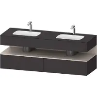 Duravit Collection One lavabo à encastrer avec meuble sous-vasque en console, 1600x550x600mm, niche taupe mat, lavabos doubles, QA4797091800000, QA4797091800000