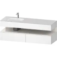 Duravit Collection One lavabo à encastrer avec meuble sous-vasque en console, 1600x550x600mm, niche blanc ultra-brillant, vasque à gauche, QA4795022180010, QA4795022180010