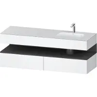 Duravit Collection One lavabo à encastrer avec meuble sous-vasque en console, 1600x550x600mm, niche graphite mat, vasque à droite, QA4796049180000, QA4796049180000