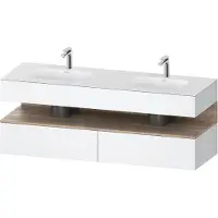 Duravit Collection One lavabo à encastrer avec meuble sous-vasque en console, 1600x550x600mm, niche en chêne mamelonné, lavabos doubles, QA4797055180000, QA4797055180000