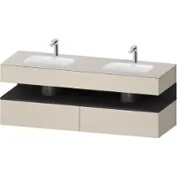 Duravit Collection One lavabo à encastrer avec meuble sous-vasque en console, 1600x550x600mm, niche graphite super mate, lavabos doubles, QA4797080830000, QA4797080830000