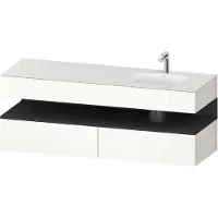 Duravit Collection One lavabo à encastrer avec meuble sous-vasque en console, 1600x550x600mm, niche graphite super mate, vasque à droite, QA4796080220010, QA4796080220010
