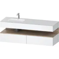 Duravit Collection One lavabo à encastrer avec meuble sous-vasque en console, 1600x550x600mm, niche en chêne mamelonné, vasque à gauche, QA4795055180000, QA4795055180000
