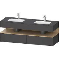 Duravit Collection One lavabo à encastrer avec meuble sous-vasque en console, 1600x550x600mm, niche en chêne naturel, double lavabos double, QA4797030490010, QA4797030490010
