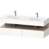 Duravit Collection One lavabo à encastrer avec meuble sous-vasque en console, 1600x550x600mm, niche en chêne mamelonné, lavabos doubles, QA4797055220000, QA4797055220000