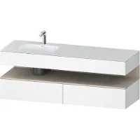 Duravit Collection One lavabo à encastrer avec meuble sous-vasque en console, 1600x550x600mm, niche Taupe Supermatt, vasque à gauche, QA4795083180000, QA4795083180000