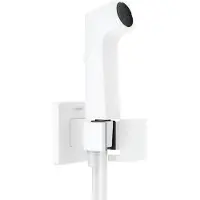 Hansgrohe Bidette Douchette à main 1jet E EcoSmart pour eau froide, avec support de douche et flexibles de douche, design anguleux, 29231700, 29231700
