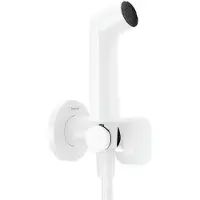 Hansgrohe Bidette Douchette à main 1jet S EcoSmart pour eau chaude avec support de douche et flexibles de douche 125cm, 29232700, 29232700