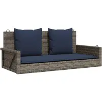 vidaXL Panca a dondolo con cuscini Grigio 119x56x48 cm Poly rattan