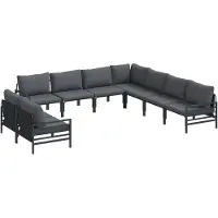 vidaXL Set da giardino composto da 9 pezzi, colore nero, struttura in acciaio, marca