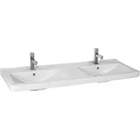 Jika Cubito - Lavabo doppio 1300x485 mm, con 2 fori per rubinetteria, Perla, bianco H8144201001041