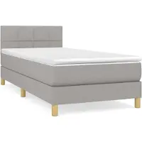 Syfax Giroletto a Molle con Materasso Grigio Chiaro 90x190 cm Tessuto