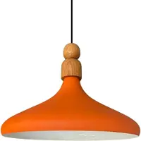 Bamyum Lampadario a sospensione singolo arancione con spesse perle di legno