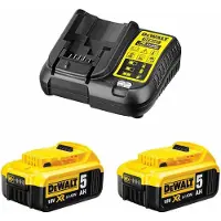 DeWalt Set di alimentazione (2 x 18V 5,0 Ah + DCB107)
